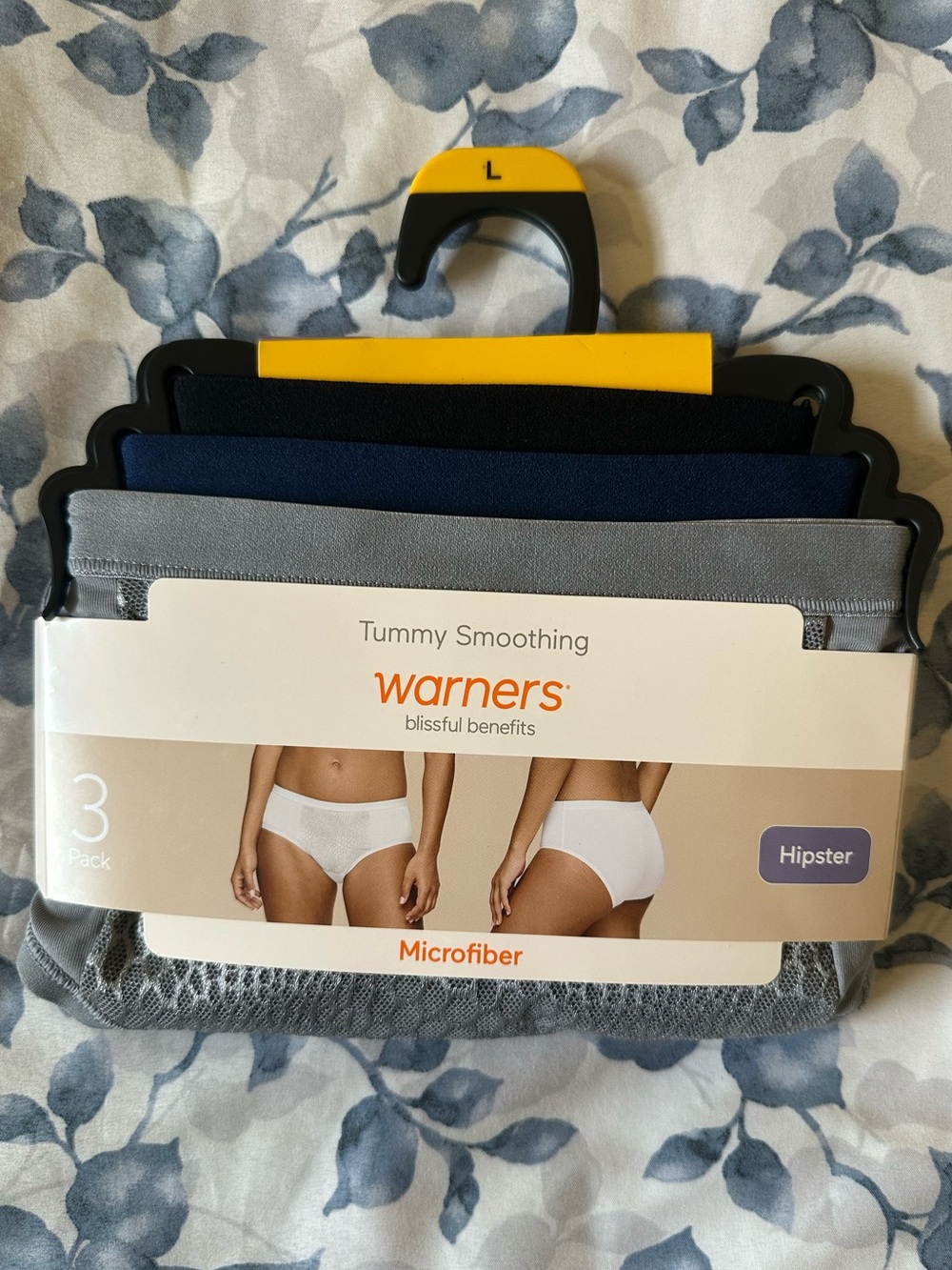 Warner's Microfiber Hipster Underwear 3-Pack in Black, Navy & Gray